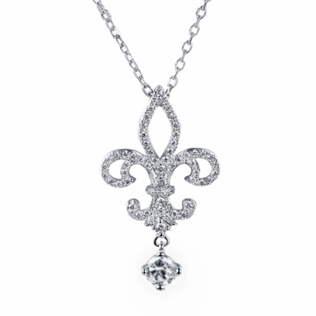 Tiffany & Co Fleur-de-lis Diamond Pendant Necklace